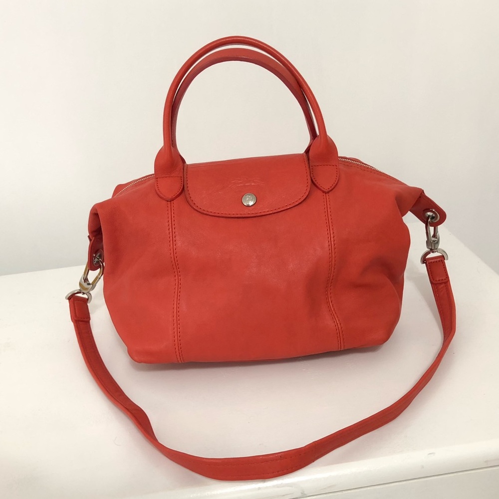 Longchamp Le Pliage Top Handle Leather Satchel